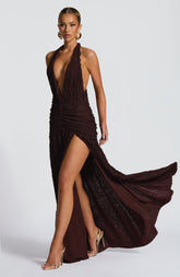 Minerva Maxi Dress - Plum Brown
