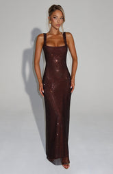 Petra Maxi Dress - Plum Brown