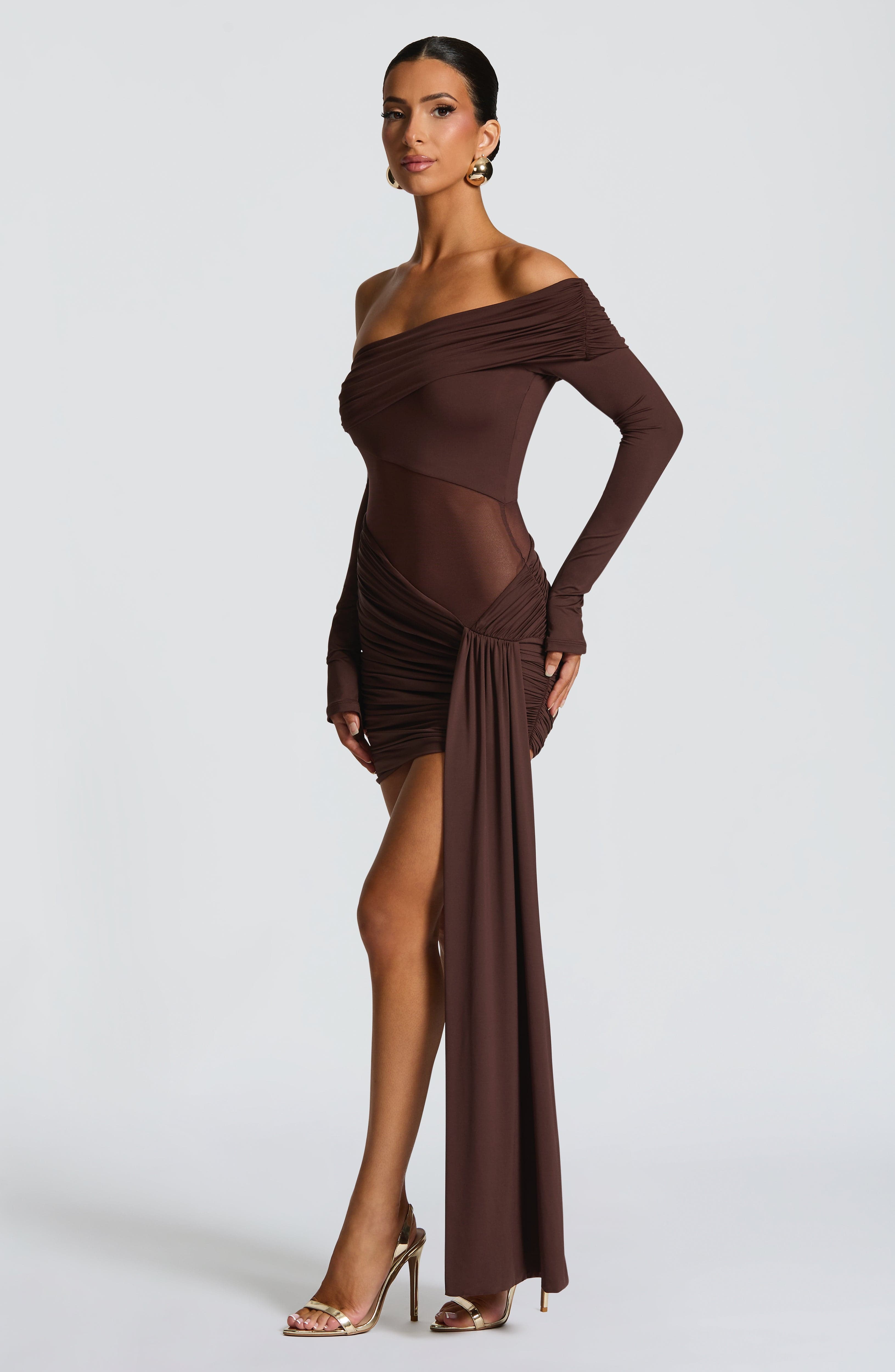 Mavra Mini Dress - Plum Brown
