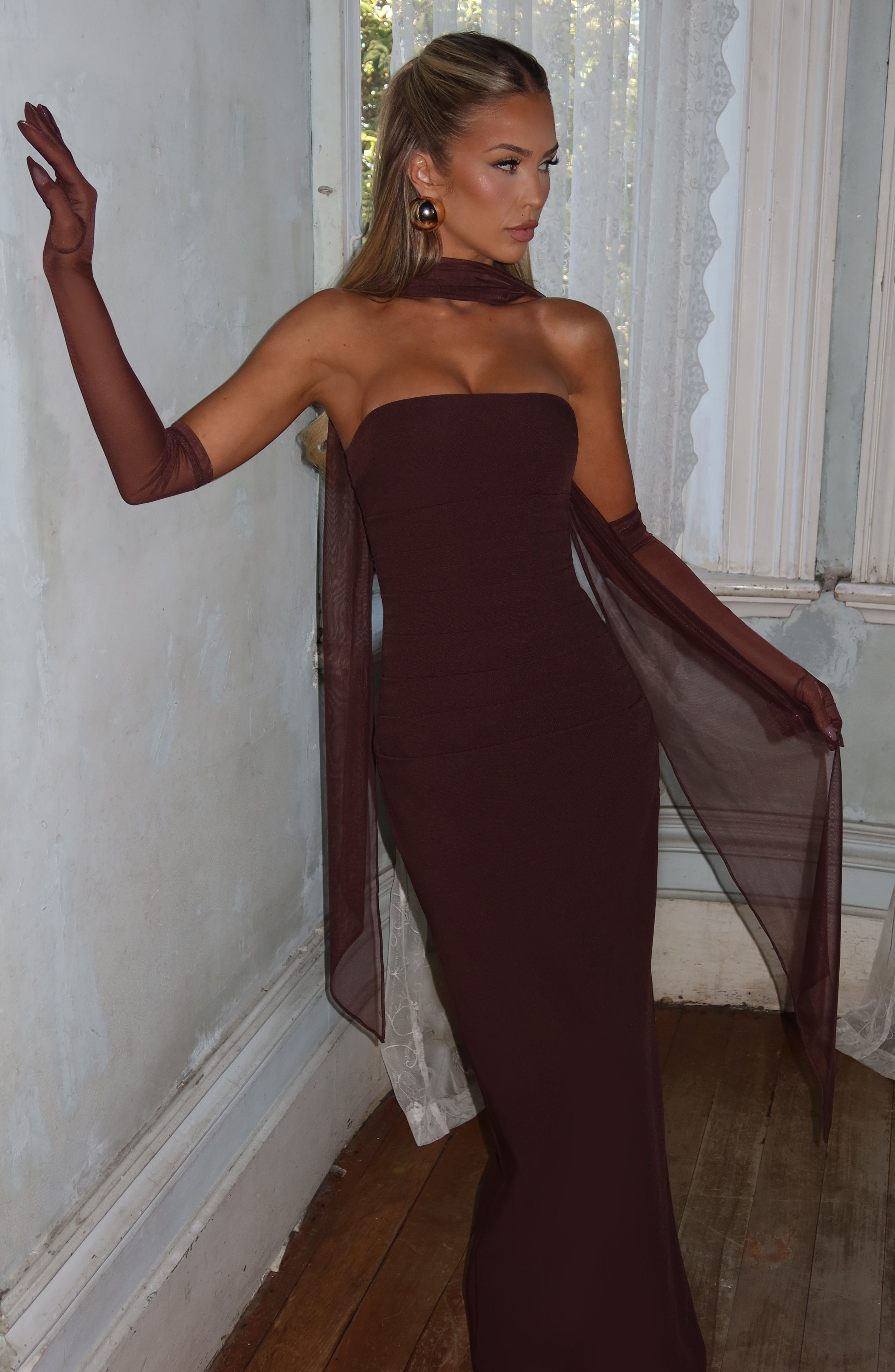 Yulia Maxi Dress - Plum Brown